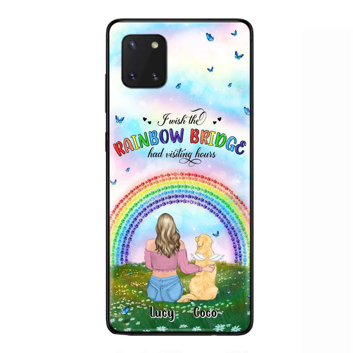 Custom Personalized Dog, Cat Memorial Phone Case  - Upto 4 Pets - Memorial Gift For Dog/ Cat Lover - I Wish The Rainbow Bridge Had Visiting Hours - Case For iPhone And Samsung