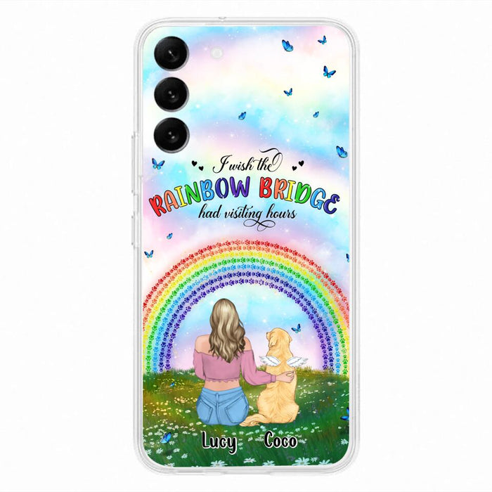 Custom Personalized Dog, Cat Memorial Phone Case  - Upto 4 Pets - Memorial Gift For Dog/ Cat Lover - I Wish The Rainbow Bridge Had Visiting Hours - Case For iPhone And Samsung