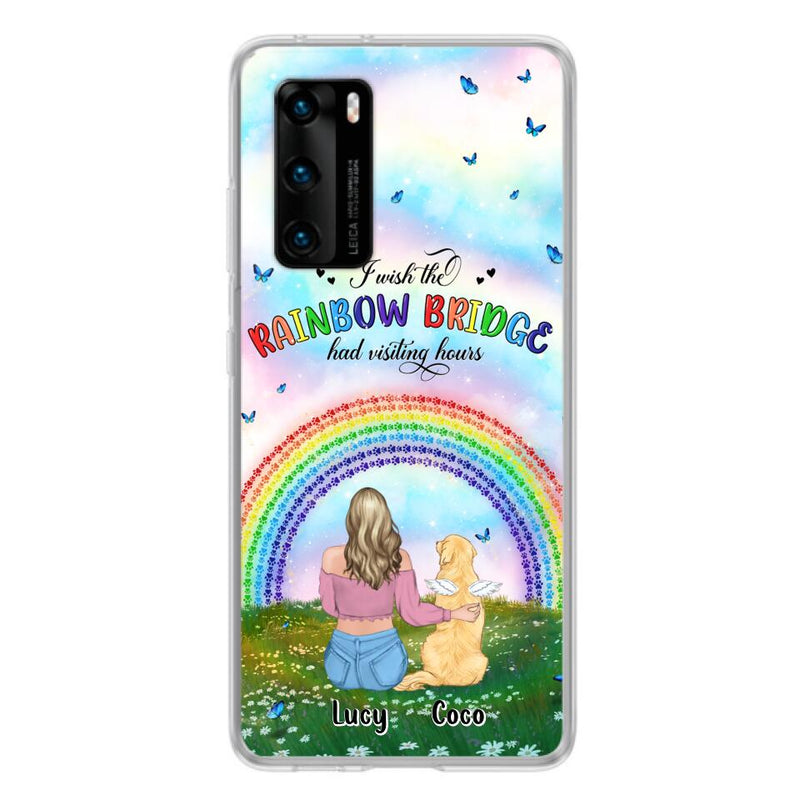 Personalized Dog, Cat Memorial Phone Case - Up to 4 Pets - Memorial Gift For Dog/Cat Lover - I Wish The Rainbow Bridge Had Visiting Hours - Case For Xiaomi, Oppo And Huawei
