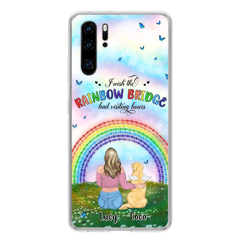 Personalized Dog, Cat Memorial Phone Case - Up to 4 Pets - Memorial Gift For Dog/Cat Lover - I Wish The Rainbow Bridge Had Visiting Hours - Case For Xiaomi, Oppo And Huawei