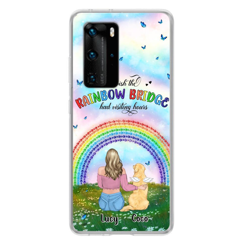 Personalized Dog, Cat Memorial Phone Case - Up to 4 Pets - Memorial Gift For Dog/Cat Lover - I Wish The Rainbow Bridge Had Visiting Hours - Case For Xiaomi, Oppo And Huawei