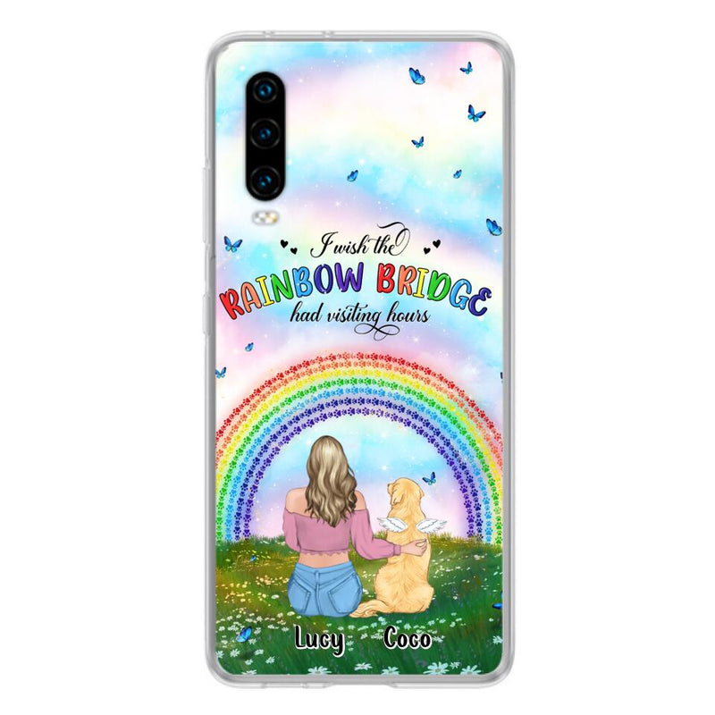 Personalized Dog, Cat Memorial Phone Case - Up to 4 Pets - Memorial Gift For Dog/Cat Lover - I Wish The Rainbow Bridge Had Visiting Hours - Case For Xiaomi, Oppo And Huawei