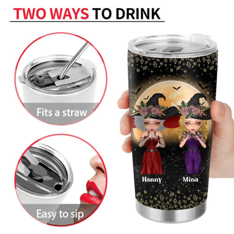 Personalized Witches Tumbler - Up to 4 Girls - Halloween Gift For Friends/Sisters/Besties - We're Not Sugar & Spice