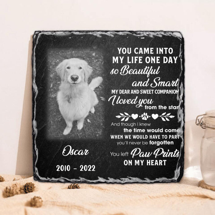 Custom Personalized Pet Photo Square Lithograph - Memorial Gift Idea For Pet Lover - You Left Paw Prints On My Heart