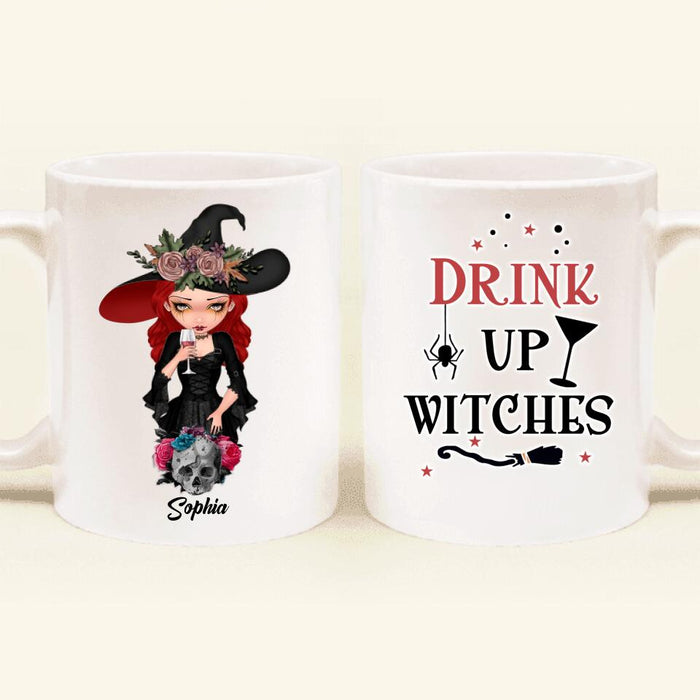 Custom Personalized Witch Coffee Mug - Halloween Gift Idea - Drink Up Witches