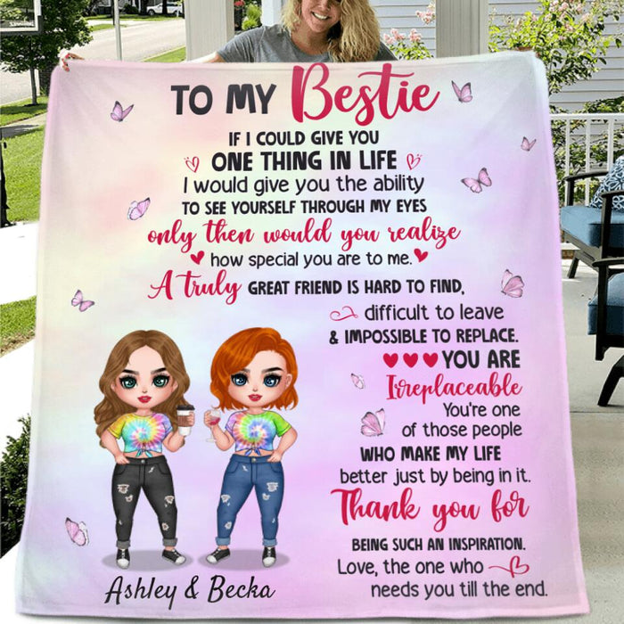 Custom Personalized Bestie Single Layer Fleece/ Quilt - Gift Idea For Best Friend - A Truly Great Friend Is Hard To Find