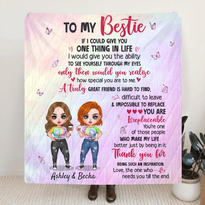 Custom Personalized Bestie Single Layer Fleece/ Quilt - Gift Idea For Best Friend - A Truly Great Friend Is Hard To Find