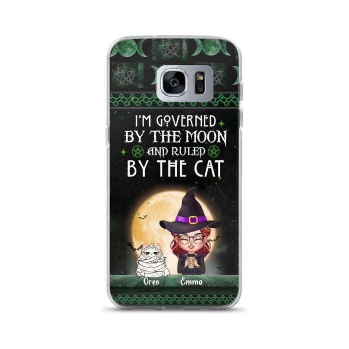 Custom Personalized Cats Witch Phone Case - Halloween Gift For Cat Lover - Governed By The Moon, Ruled By The Cats - Case For iPhone And Samsung