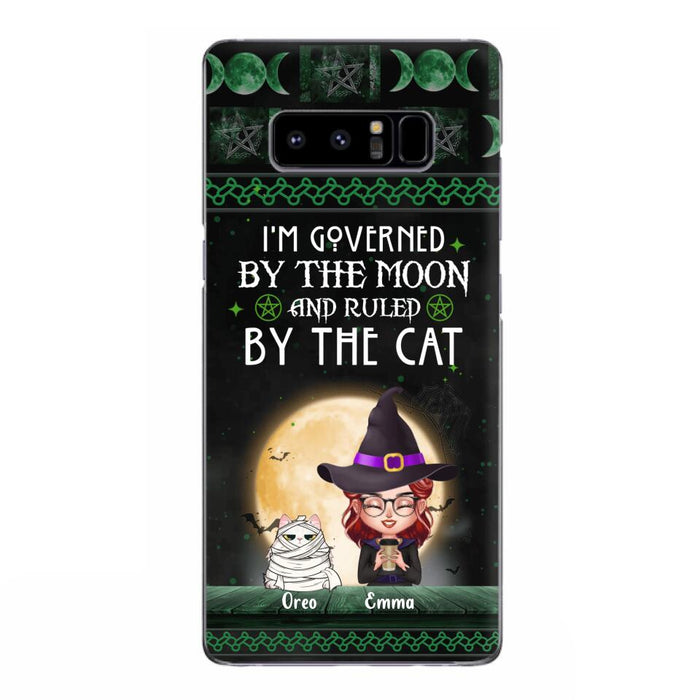 Custom Personalized Cats Witch Phone Case - Halloween Gift For Cat Lover - Governed By The Moon, Ruled By The Cats - Case For iPhone And Samsung