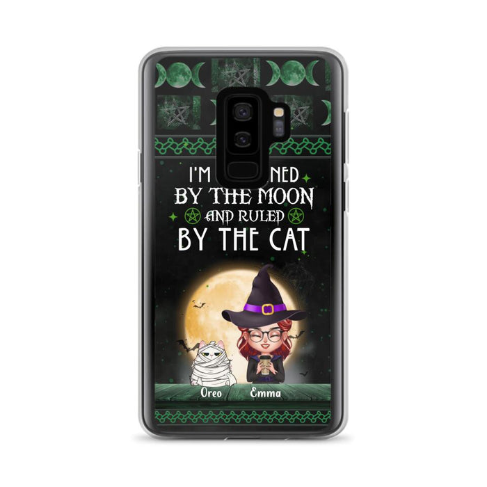 Custom Personalized Cats Witch Phone Case - Halloween Gift For Cat Lover - Governed By The Moon, Ruled By The Cats - Case For iPhone And Samsung