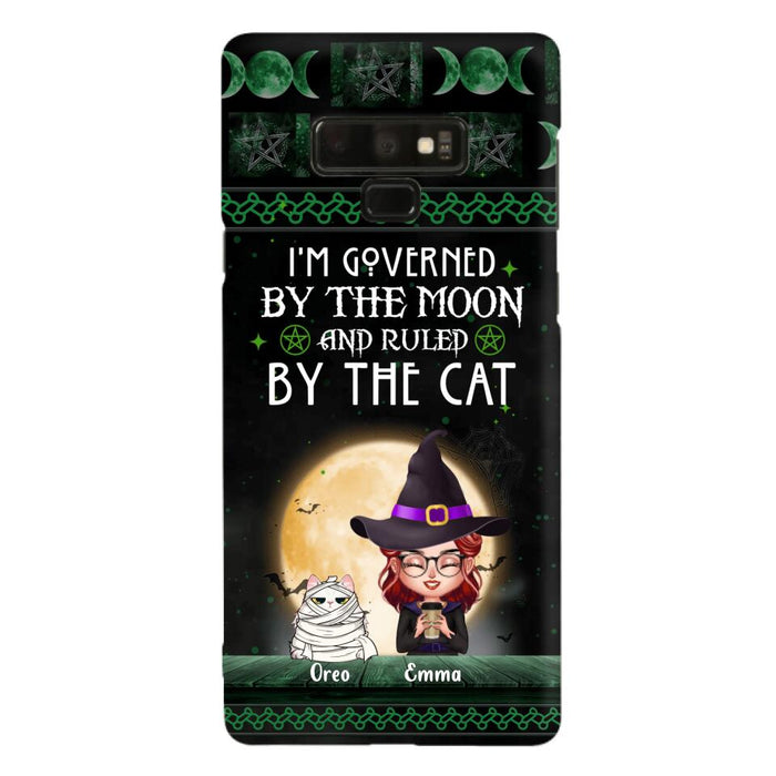 Custom Personalized Cats Witch Phone Case - Halloween Gift For Cat Lover - Governed By The Moon, Ruled By The Cats - Case For iPhone And Samsung