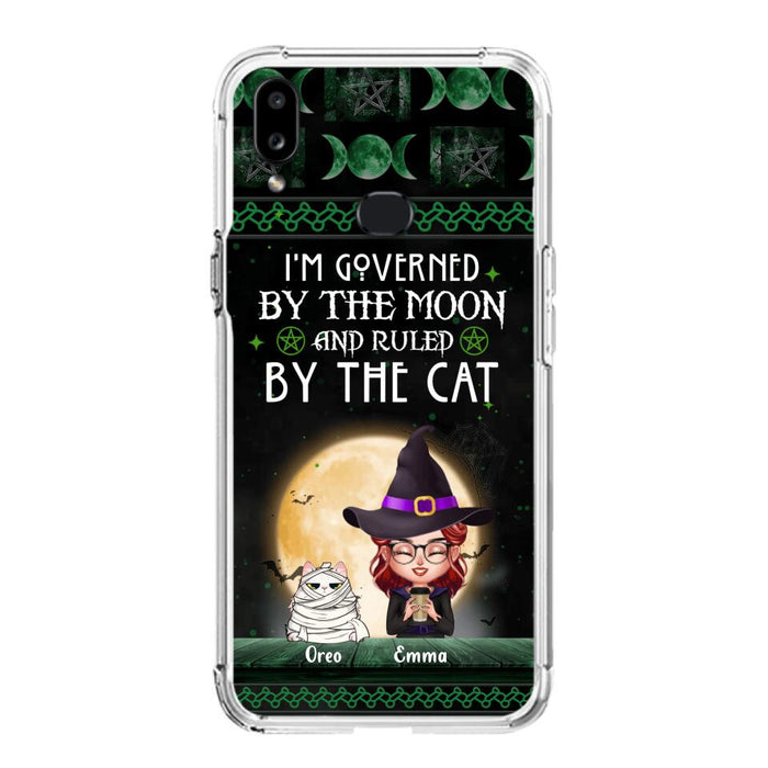 Custom Personalized Cats Witch Phone Case - Halloween Gift For Cat Lover - Governed By The Moon, Ruled By The Cats - Case For iPhone And Samsung