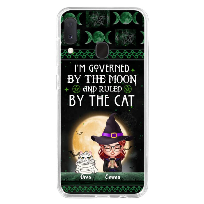 Custom Personalized Cats Witch Phone Case - Halloween Gift For Cat Lover - Governed By The Moon, Ruled By The Cats - Case For iPhone And Samsung