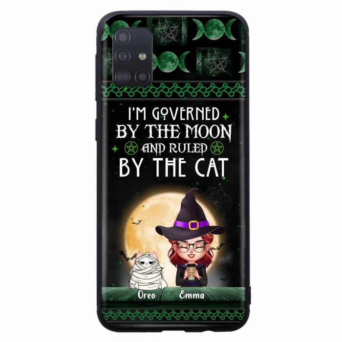 Custom Personalized Cats Witch Phone Case - Halloween Gift For Cat Lover - Governed By The Moon, Ruled By The Cats - Case For iPhone And Samsung