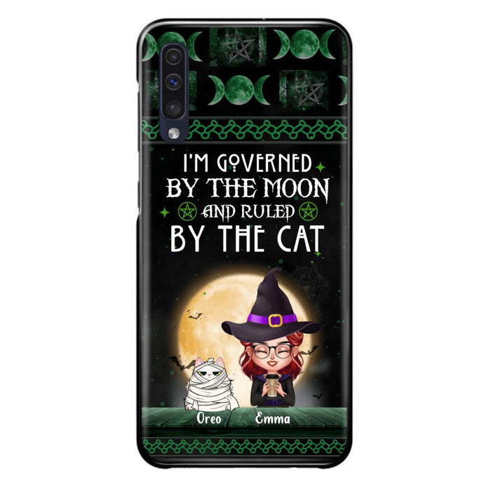 Custom Personalized Cats Witch Phone Case - Halloween Gift For Cat Lover - Governed By The Moon, Ruled By The Cats - Case For iPhone And Samsung