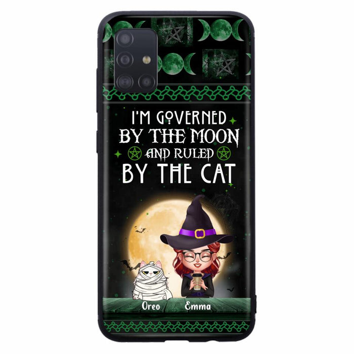 Custom Personalized Cats Witch Phone Case - Halloween Gift For Cat Lover - Governed By The Moon, Ruled By The Cats - Case For iPhone And Samsung