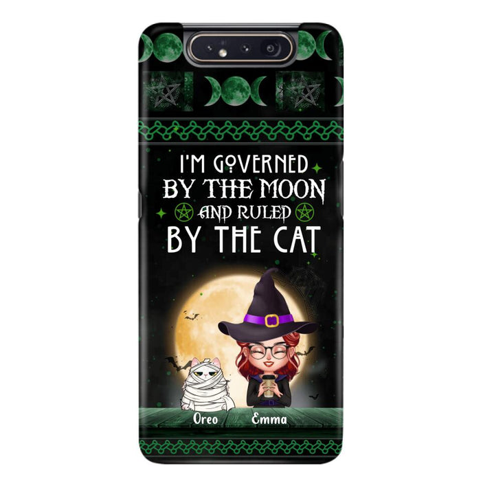 Custom Personalized Cats Witch Phone Case - Halloween Gift For Cat Lover - Governed By The Moon, Ruled By The Cats - Case For iPhone And Samsung