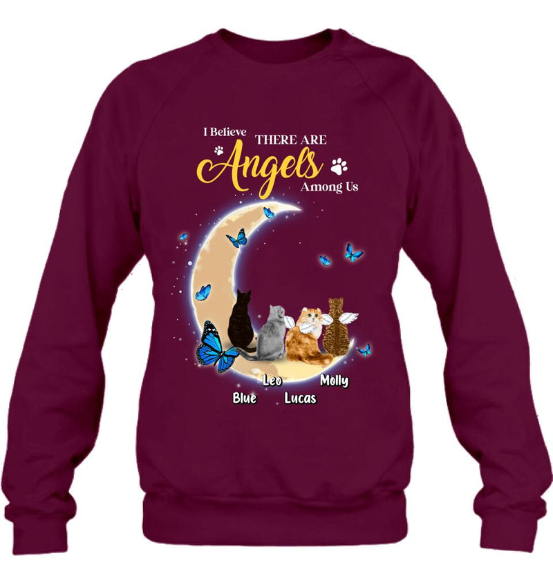 Personalized Cat T-shirt/Long Sleeve/Sweatshirt - Memorial Gift Idea For Cat Lover - I Believe There Are Angels Among Us