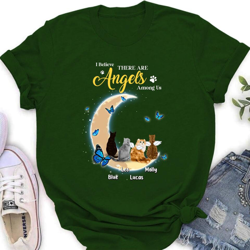 Personalized Cat T-shirt/Long Sleeve/Sweatshirt - Memorial Gift Idea For Cat Lover - I Believe There Are Angels Among Us