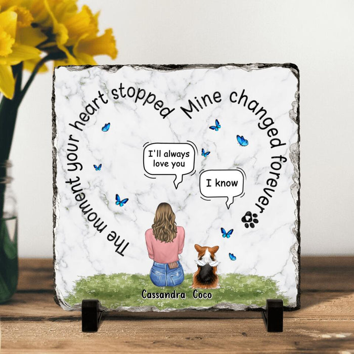 Custom Personalized Pet Square Lithograph - Upto 4 Dogs/Cats - Gift Idea For Couple/Dog/Cat Lover - The Moment Your Heart Stopped Mine Changed Forever