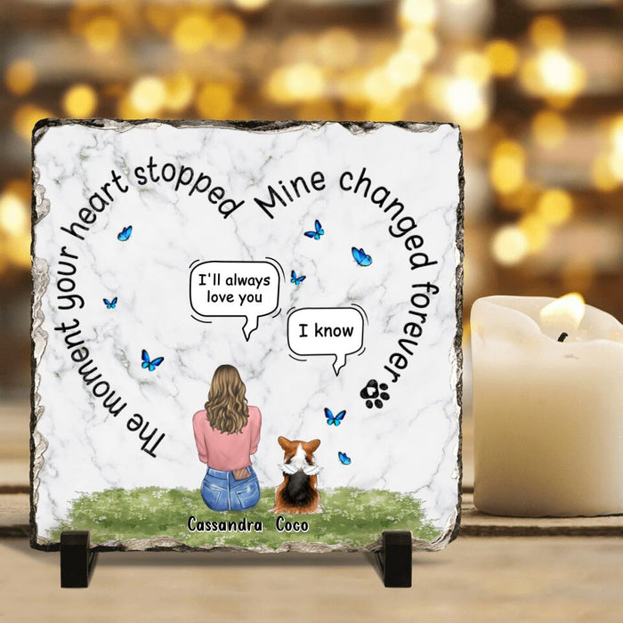 Custom Personalized Pet Square Lithograph - Upto 4 Dogs/Cats - Gift Idea For Couple/Dog/Cat Lover - The Moment Your Heart Stopped Mine Changed Forever