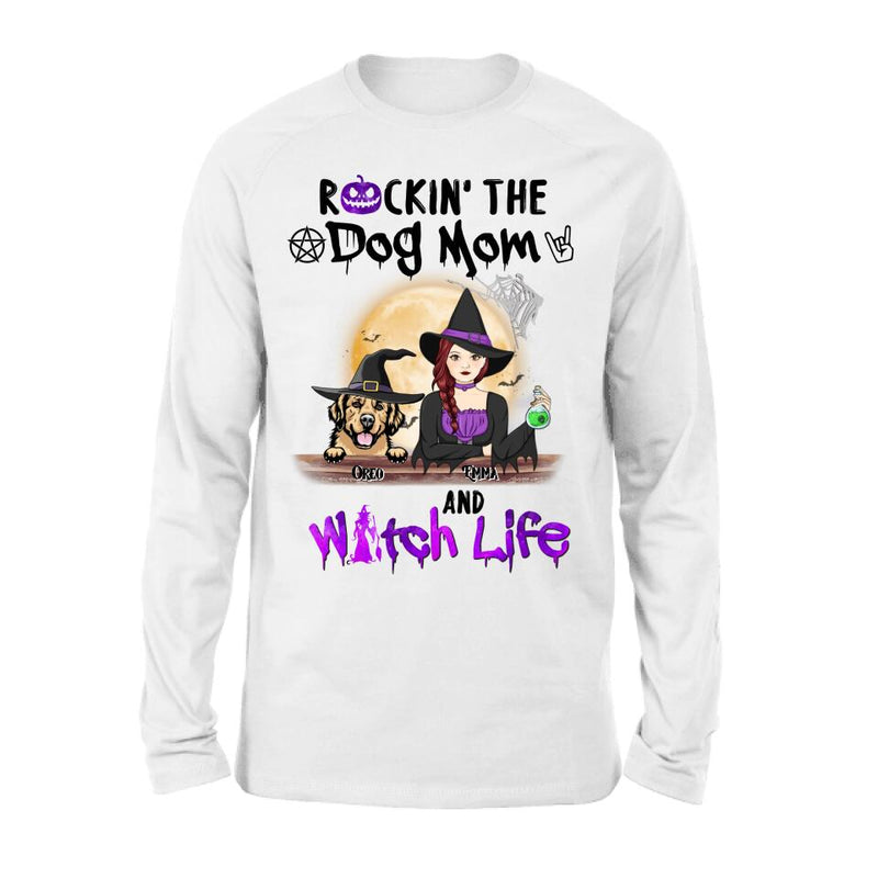 Personalized Pet Witch Shirt/Hoodie - Up to 4 Pets - Halloween Gift For Dog/Cat Lover - Rockin' The Dog Mom & Witch Life