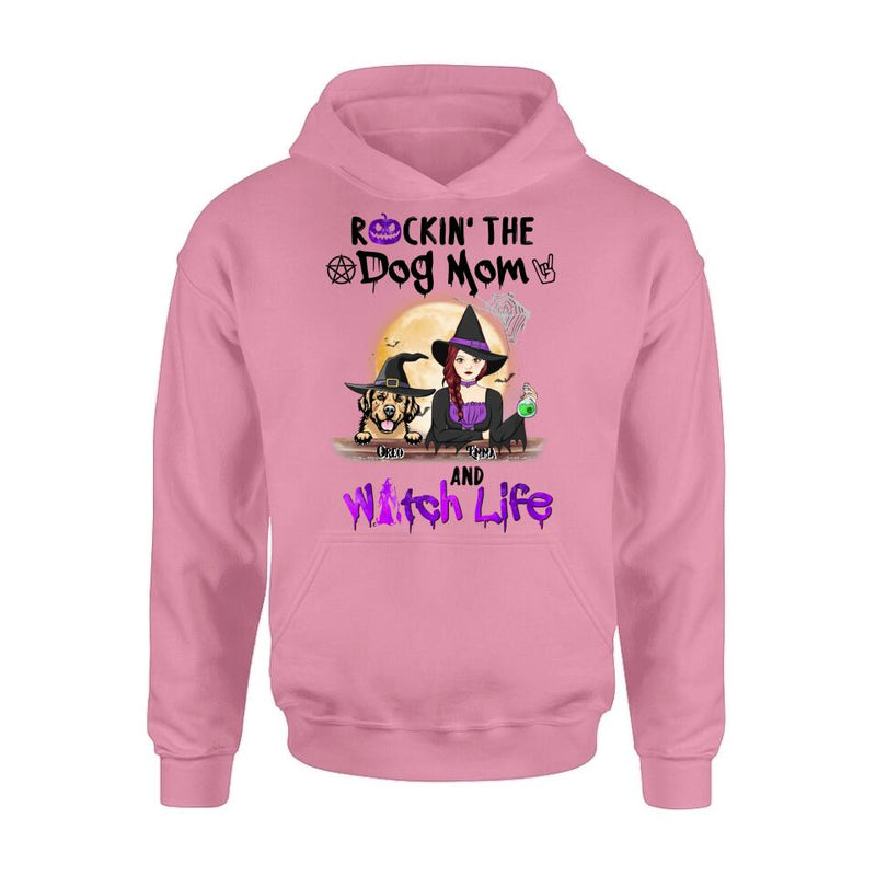 Personalized Pet Witch Shirt/Hoodie - Up to 4 Pets - Halloween Gift For Dog/Cat Lover - Rockin' The Dog Mom & Witch Life