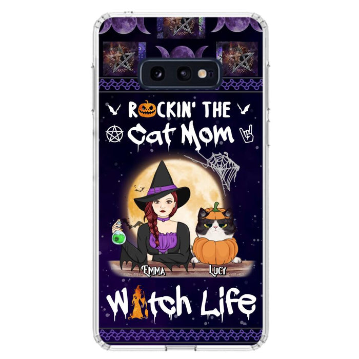 Custom Personalized Pet Witch Phone Case - Up to 4 Pets - Halloween Gift For Dog/ Cat Lover - Rockin' The Cat Mom & Witch Life - Case For iPhone And Samsung