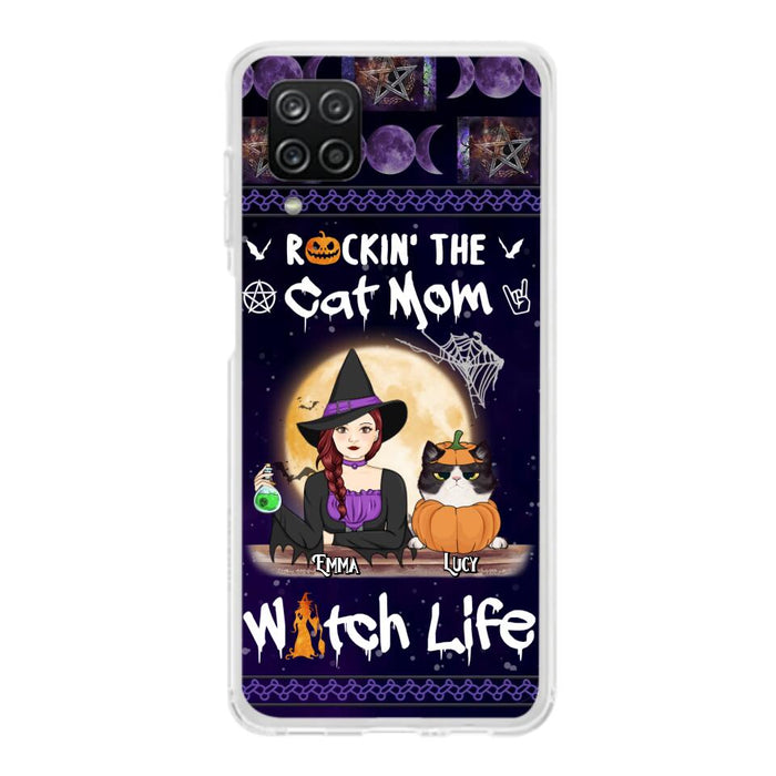 Custom Personalized Pet Witch Phone Case - Up to 4 Pets - Halloween Gift For Dog/ Cat Lover - Rockin' The Cat Mom & Witch Life - Case For iPhone And Samsung