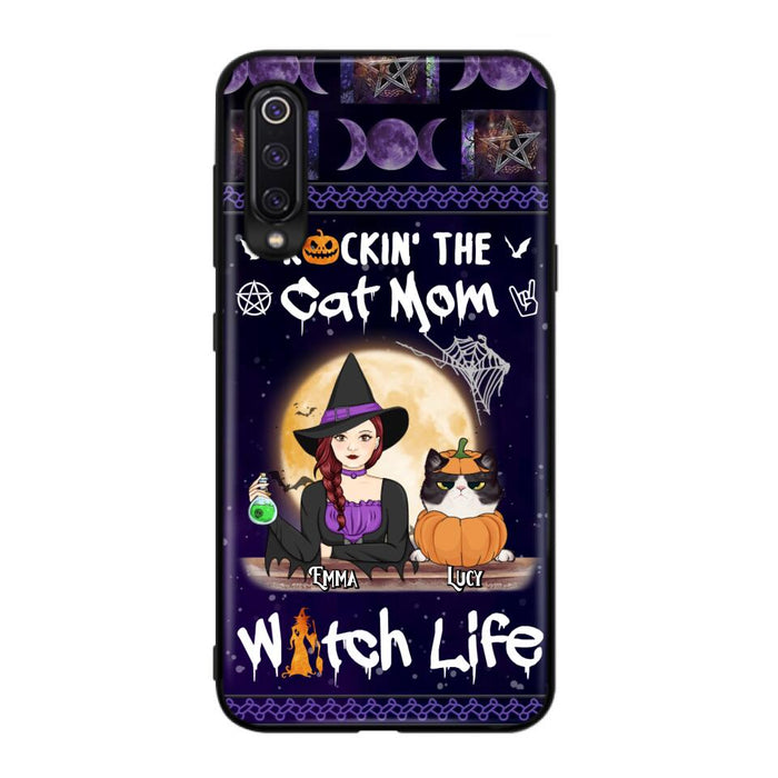 Custom Personalized Pet Witch Phone Case - Up to 4 Pets - Halloween Gift For Dog/ Cat Lover - Rockin' The Cat Mom & Witch Life - Case For Xiaomi, Oppo And Huawei