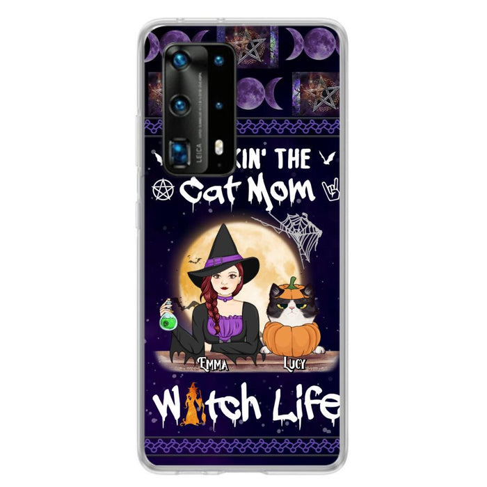 Custom Personalized Pet Witch Phone Case - Up to 4 Pets - Halloween Gift For Dog/ Cat Lover - Rockin' The Cat Mom & Witch Life - Case For Xiaomi, Oppo And Huawei