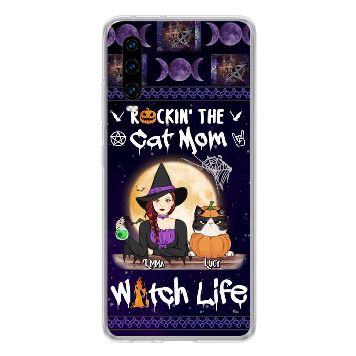 Custom Personalized Pet Witch Phone Case - Up to 4 Pets - Halloween Gift For Dog/ Cat Lover - Rockin' The Cat Mom & Witch Life - Case For Xiaomi, Oppo And Huawei