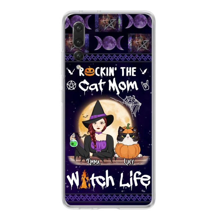 Custom Personalized Pet Witch Phone Case - Up to 4 Pets - Halloween Gift For Dog/ Cat Lover - Rockin' The Cat Mom & Witch Life - Case For Xiaomi, Oppo And Huawei