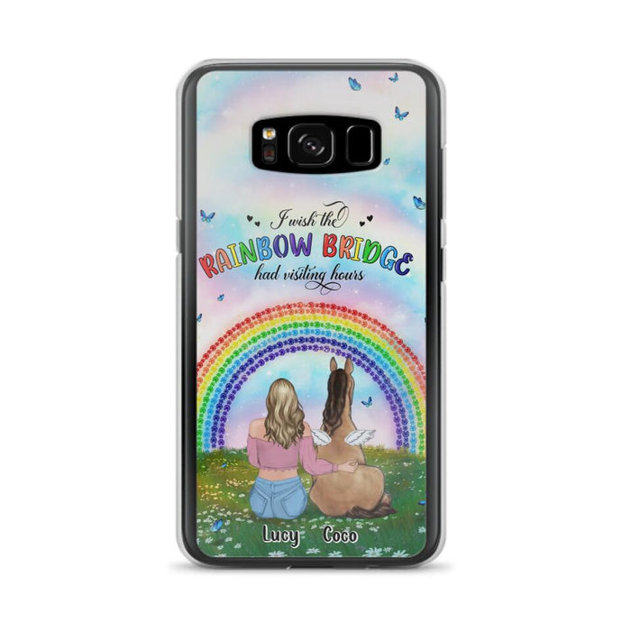 Custom Personalized Horse Memorial Phone Case - Upto 4 Horses - Memorial Gift For Horse Lover - I Wish The Rainbow Bridge Had Visiting Hours - Case For iPhone And Samsung