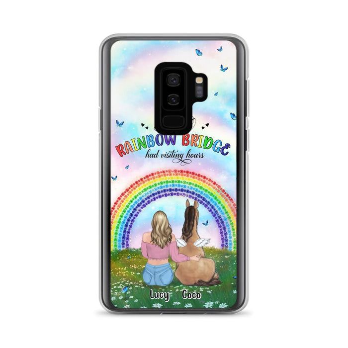 Custom Personalized Horse Memorial Phone Case - Upto 4 Horses - Memorial Gift For Horse Lover - I Wish The Rainbow Bridge Had Visiting Hours - Case For iPhone And Samsung