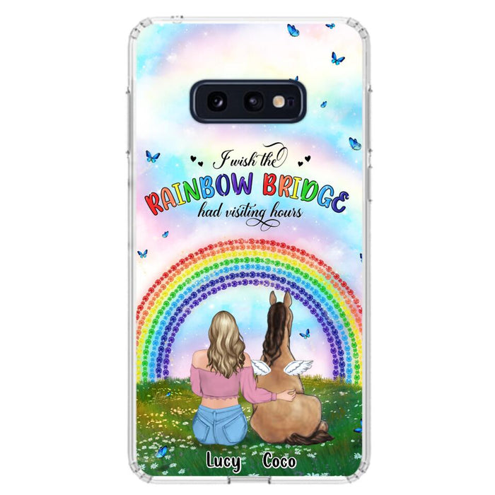 Custom Personalized Horse Memorial Phone Case - Upto 4 Horses - Memorial Gift For Horse Lover - I Wish The Rainbow Bridge Had Visiting Hours - Case For iPhone And Samsung