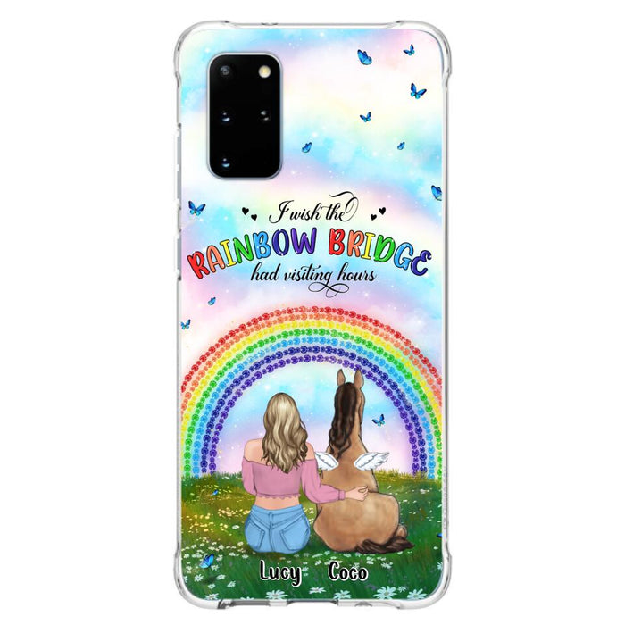 Custom Personalized Horse Memorial Phone Case - Upto 4 Horses - Memorial Gift For Horse Lover - I Wish The Rainbow Bridge Had Visiting Hours - Case For iPhone And Samsung