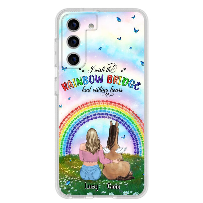 Custom Personalized Horse Memorial Phone Case - Upto 4 Horses - Memorial Gift For Horse Lover - I Wish The Rainbow Bridge Had Visiting Hours - Case For iPhone And Samsung