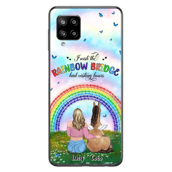 Custom Personalized Horse Memorial Phone Case - Upto 4 Horses - Memorial Gift For Horse Lover - I Wish The Rainbow Bridge Had Visiting Hours - Case For iPhone And Samsung