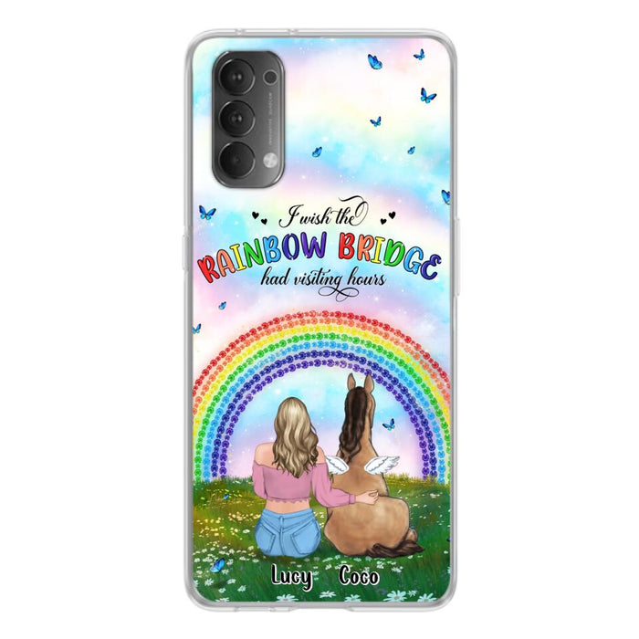 Custom Personalized Horse Memorial Phone Case - Upto 4 Horses - Memorial Gift For Horse Lover - I Wish The Rainbow Bridge Had Visiting Hours - Case For Xiaomi, Oppo And Huawei