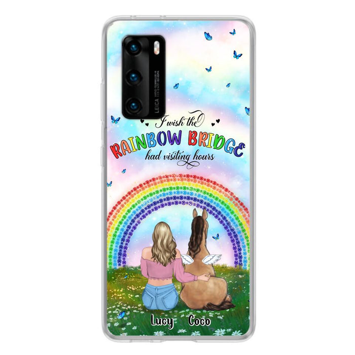 Custom Personalized Horse Memorial Phone Case - Upto 4 Horses - Memorial Gift For Horse Lover - I Wish The Rainbow Bridge Had Visiting Hours - Case For Xiaomi, Oppo And Huawei