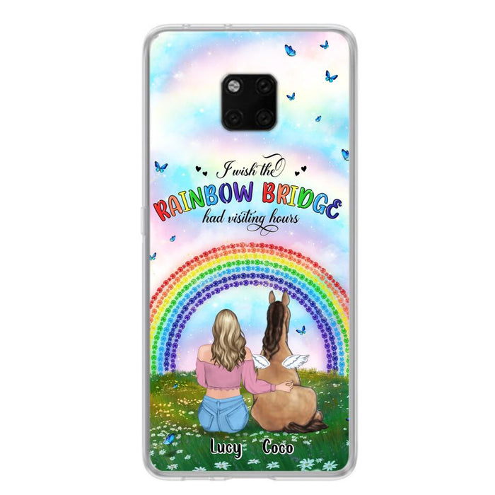 Custom Personalized Horse Memorial Phone Case - Upto 4 Horses - Memorial Gift For Horse Lover - I Wish The Rainbow Bridge Had Visiting Hours - Case For Xiaomi, Oppo And Huawei