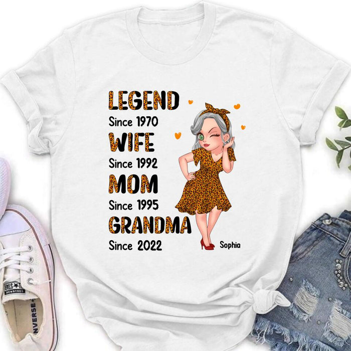 Custom Personalized Orange Leopard Sassy Legend Wife Mom Grandma Shirt/ Hoodie - Gift Idea For Grandma