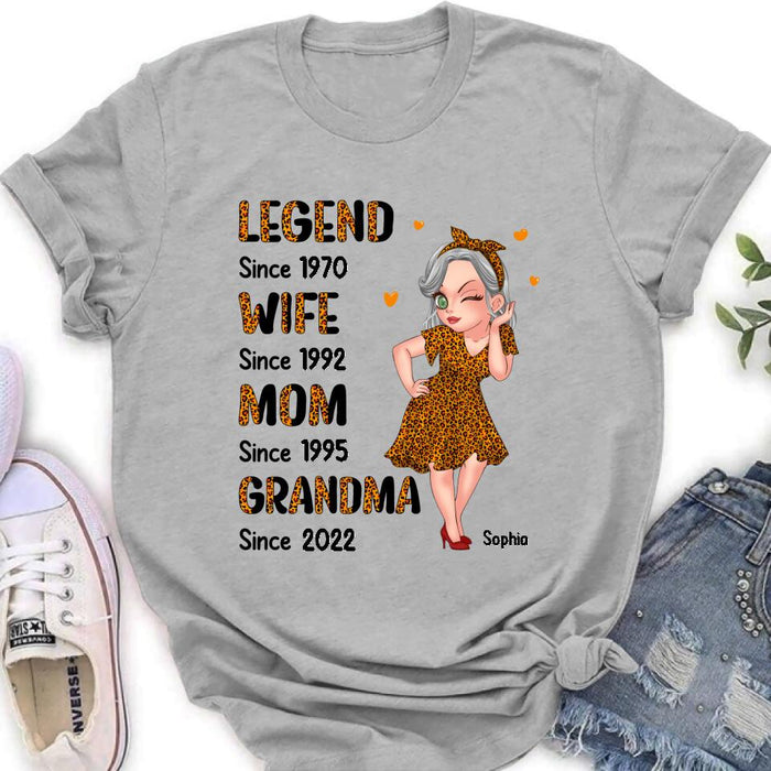 Custom Personalized Orange Leopard Sassy Legend Wife Mom Grandma Shirt/ Hoodie - Gift Idea For Grandma