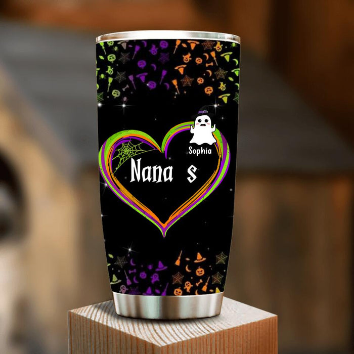 Custom Personalized Grandma & Grandkids Ghost Tumbler - Up to 7 Grandkids - Halloween Gift For Grandma