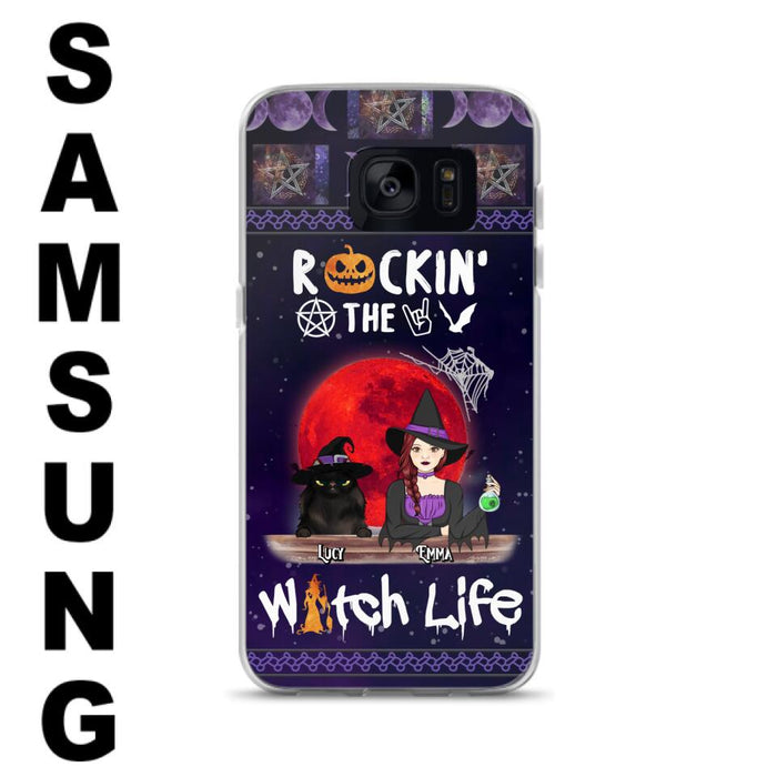 Custom Personalized Pet Witch Phone Case - Up to 3 Pets - Halloween Gift For Dog/ Cat Lover - Rockin' The Witch Life - Case For iPhone And Samsung