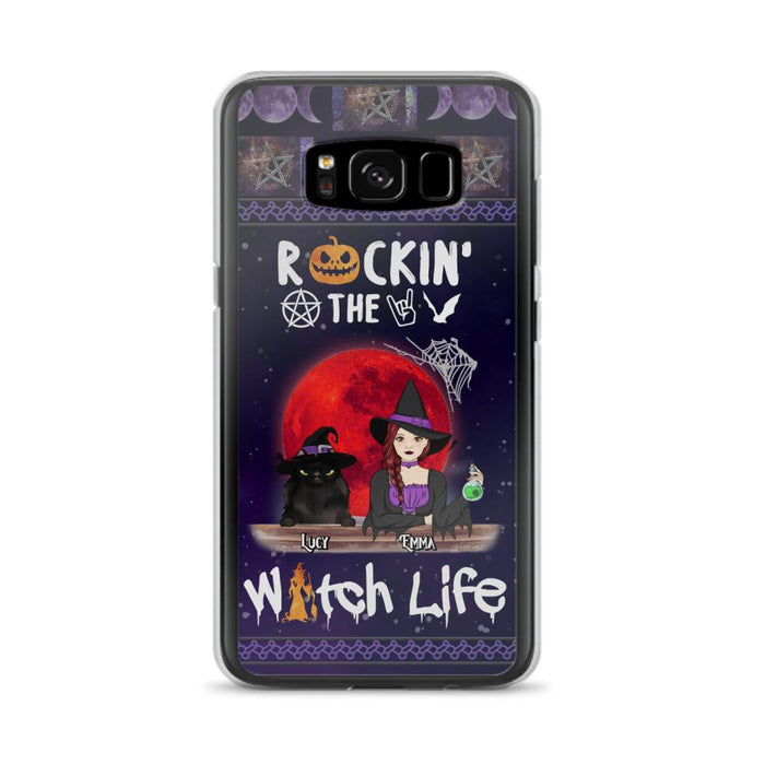 Custom Personalized Pet Witch Phone Case - Up to 3 Pets - Halloween Gift For Dog/ Cat Lover - Rockin' The Witch Life - Case For iPhone And Samsung