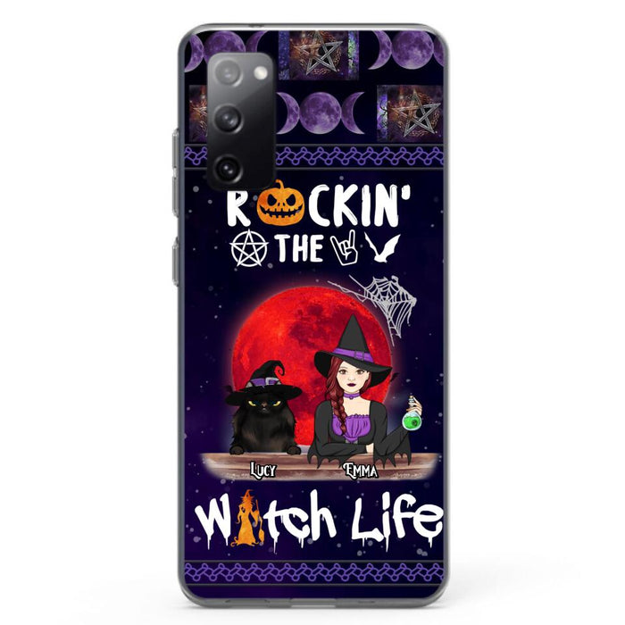 Custom Personalized Pet Witch Phone Case - Up to 3 Pets - Halloween Gift For Dog/ Cat Lover - Rockin' The Witch Life - Case For iPhone And Samsung