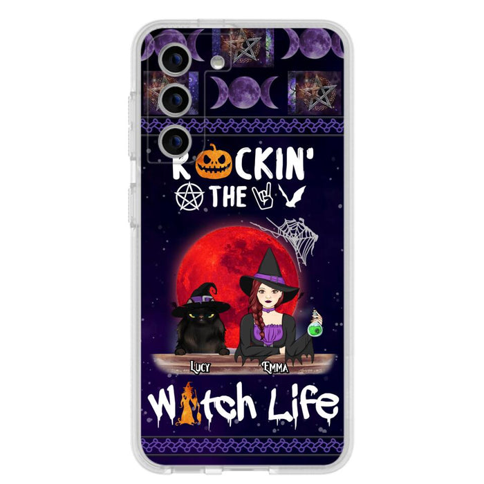 Custom Personalized Pet Witch Phone Case - Up to 3 Pets - Halloween Gift For Dog/ Cat Lover - Rockin' The Witch Life - Case For iPhone And Samsung