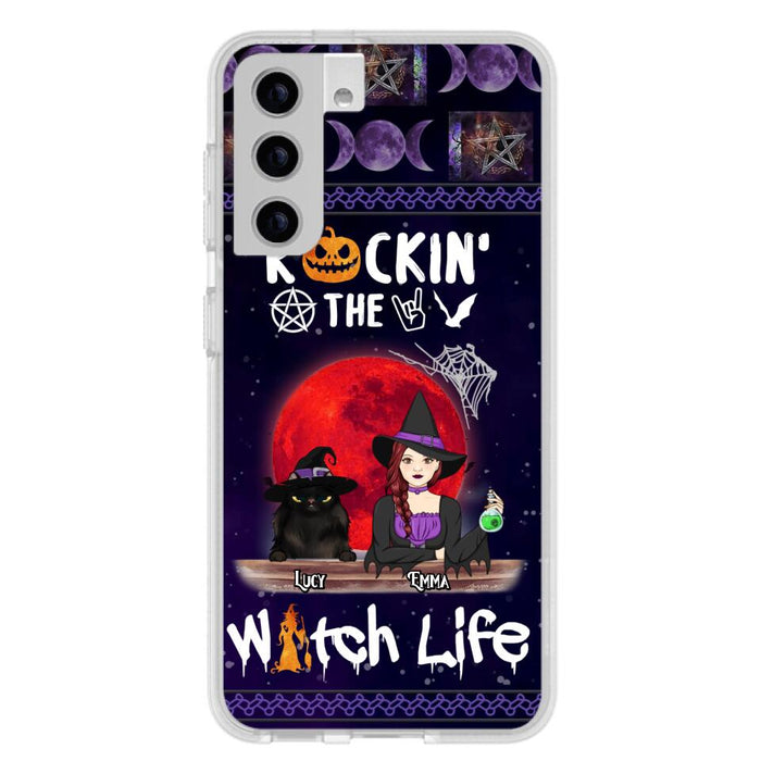 Custom Personalized Pet Witch Phone Case - Up to 3 Pets - Halloween Gift For Dog/ Cat Lover - Rockin' The Witch Life - Case For iPhone And Samsung